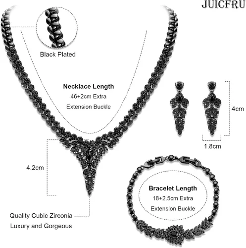 Vista 2 de Wedding Jewelry Set for Bride Bridal Jewelry Set for Wedding Cubic Zirconia Necklace Earrings Bracelet Sets for Bride Silver Jewelry Set for Women