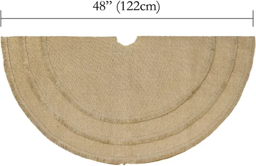 Vista 3 de Falda de árbol de Navidad, 48 pulgadas de yute de arpillera natural liso con borlas, decoración rústica de Navidad