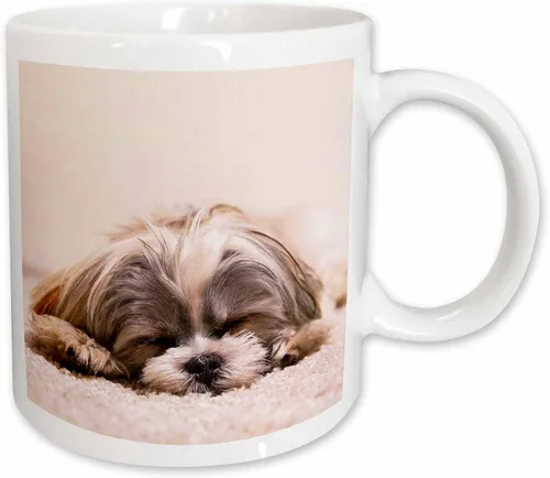 Vista 9 de 3dRose Shih Tzu. Durmiendo. Mejor amigo. Taza roja de dos tonos de 11 oz Rojo