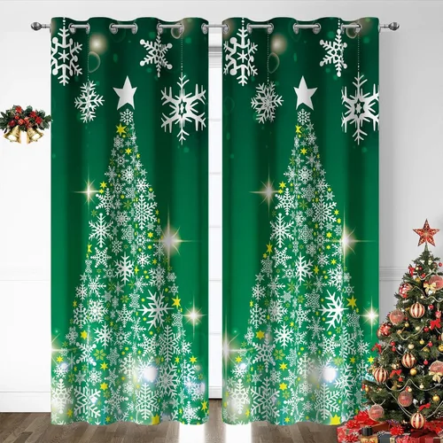 Vista 18 de Cortinas rojas de Navidad para sala de estar, juego de 2 paneles, cortinas de ventana de terciopelo rojo de 63 pulgadas de largo, cortinas