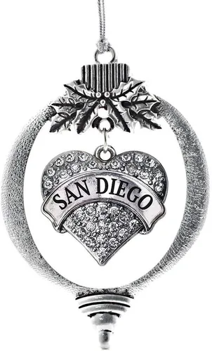 Vista 127 de Inspired Silver Adornos festivos de dije de corazón pave de plata con circonitas cúbicas