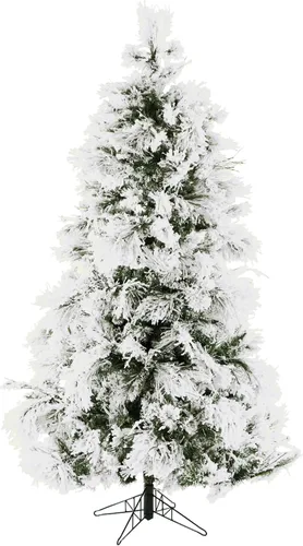 Vista 13 de Fraser Hill Farm Árbol de Navidad artificial flocado de pino nevado de 12 pies con luces inteligentes incandescentes blancas y soporte, árbol falso