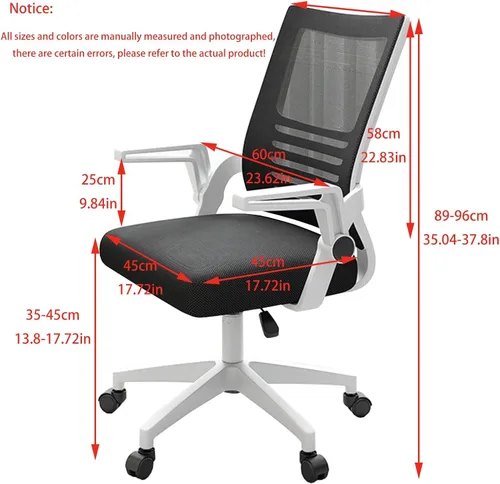 Vista 3 de Office Desk Computer Chair Ergonomic Mesh Gaming Chair with Mid-Back Design, Comfortable Lumbar Support, Adjustable Height, and Swivel Function for
