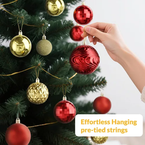 Vista 5 de Christmas Tree Ornaments - 36 PCS Shatterproof Christmas Ball Ornaments Set for Holiday, Wreath & Party Decorations (Multi-Size, Red, Gold)