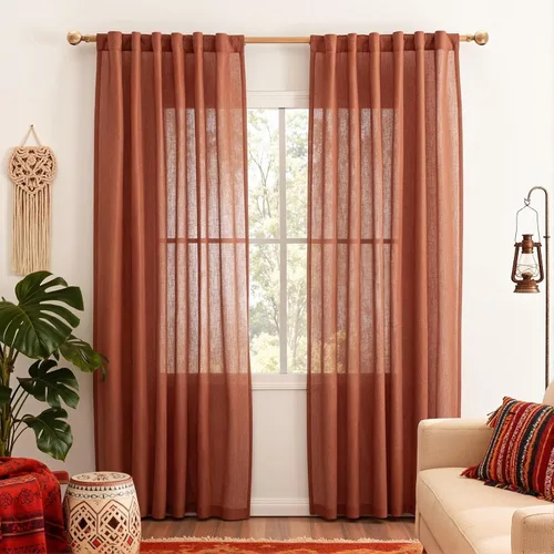 Vista 78 de MYSKY HOME Cortinas naturales de puerta francesa para ventana de puerta, 40 pulgadas de largo, cortas, semitransparentes, filtrantes de luz