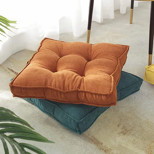 Vista 5 de Cojín cuadrado para silla, cojín portátil de pana para meditación, cojín de asiento de tatami suave y grueso con asa, cojín de piso de terciopelo