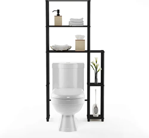 Vista 6 de Furinno Turn-N-Tube para Almacenamiento sobre el Inodoro, Organizador de Baño con 5 Estantes y Ahorro de Espacio, Espresso/Negro