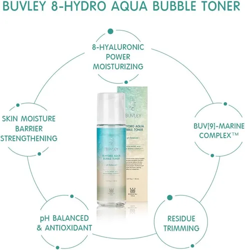 Vista 2 de [BUVLEY] 8-Hydro Aqua Bubble Tónico facial innovador, hidratante profundo, hidratante, antienvejecimiento, libre de crueldad, fabricado en Corea
