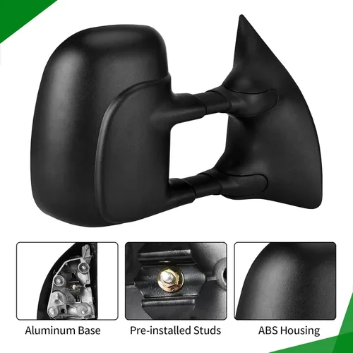 Vista 5 de PZ Espejos de remolque de reemplazo compatibles con Ford Econoline 2003-2014 E-150 E-250 E-350 E-450 E-550 / Juego de par manual de doble brazo