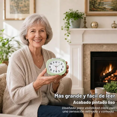 Vista 6 de AYRELY® Reloj despertador analógico de 4,5 "para personas que duermen Verde