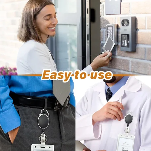 Vista 5 de Paquete de 72 carretes retráctiles para insignias con clip, llavero con nombre de Liubeili para enfermera, médico, empleado, trabajador, color negro