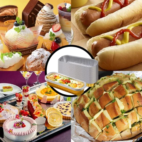 Vista 6 de 100 juegos de mini moldes para pasteles con tapas, mini moldes para pan, moldes rectangulares de aluminio para hornear, recipientes para ramequines