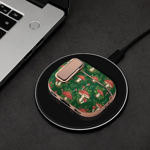 Vista 4 de Funda de plástico compatible con Airpods Pro 2, hongos de puntos rojos, piel protectora con bloqueo