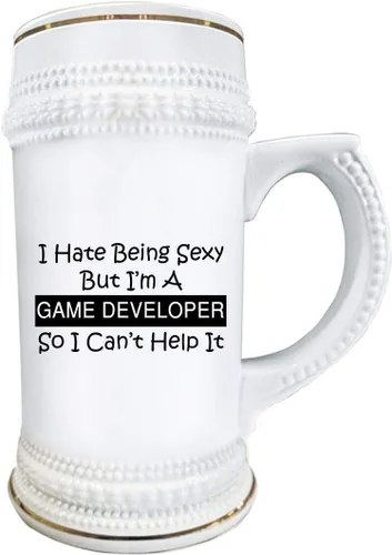 Vista 2 de Lindos regalos para desarrollador de juegos, taza de cerveza de 22 onzas, vasos de cerámica novedosos – Diseño de videojuegos Desarrollo