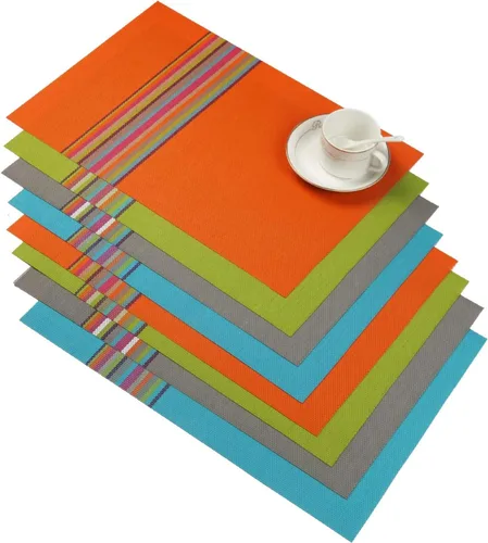 Vista 52 de SHACOS - Caminos de mesa de vinilo tejido, lavables, para uso en interiores o exteriores, fáciles de limpiar