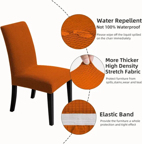 Vista 3 de Fundas para sillas de comedor, fundas elásticas para sillas de asiento decorativo, sin brazos, extraíbles, lavables, elásticas, universales