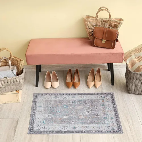 Vista 115 de GLN Rugs Bohemian - Troy - Alfombra de felpilla lavable a máquina, bohemio, lavable, antideslizante, alfombra de área de felpilla de pelo bajo