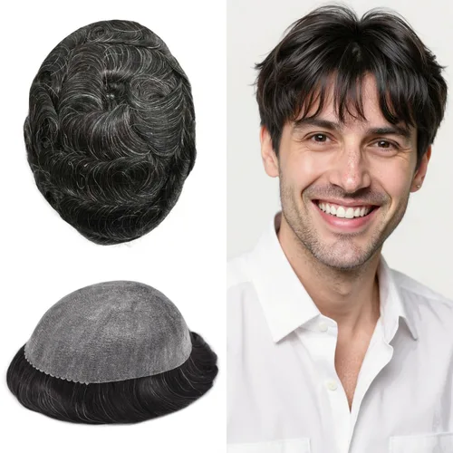Vista 54 de Extensiones de pelo tipo tupé para hombre, sistema de reemplazo de cabello humano virgen 100% europeo, piel fina y duradera, inyección