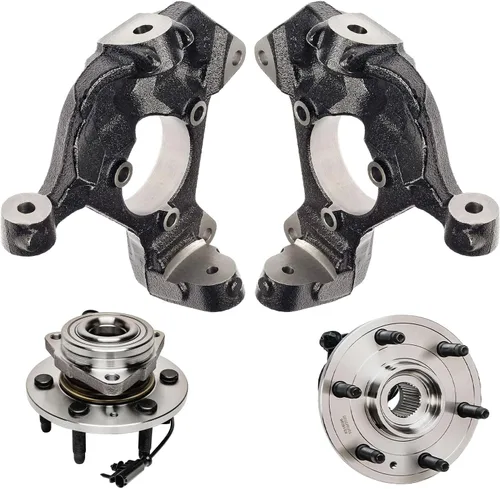 Vista 99 de Detroit Axle - Kit de suspensión delantera 4WD para Nissan Frontier Pathfinder Xterra, 2 cubos de rodamientos de ruedas, 2 brazos de control