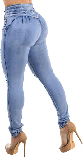 Vista 15 de Moda Xpress - Jeans levantadores de glúteos para mujer, ajustados, de cintura alta, elásticos 10840c_tp1589 caqui