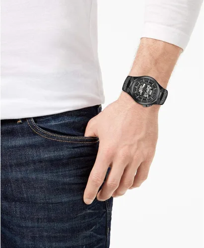 Vista 6 de Bulova Maquina - Reloj automático de acero inoxidable con correa de piel color negro 25 modelo 98A238