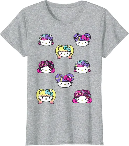 Vista 31 de hello kitty Kawaii Multi peinado Tee, Azul (Heather blue)