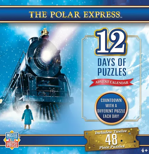 Vista 2 de Masterpieces Calendario de Adviento de rompecabezas de 12 días de Polar Express, 12 mini rompecabezas de 48 piezas para niños, cuenta regresiva