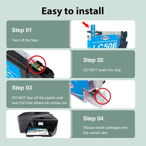 Vista 3 de LC506 - Cartuchos de tinta de repuesto para cartuchos de tinta Brother LC506 de alto rendimiento LC506XL 506 XL, funciona para impresoras Brother