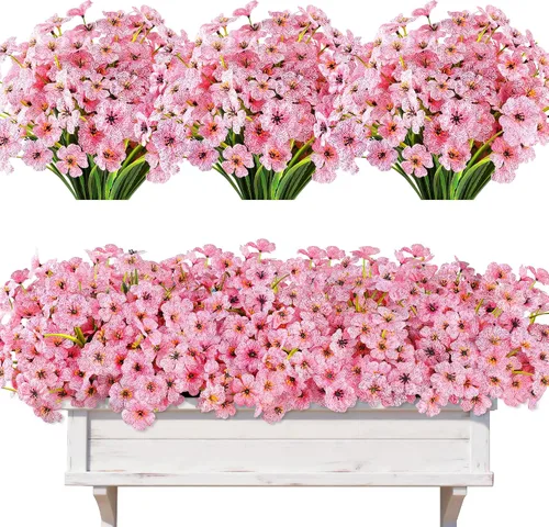 Vista 29 de AmyHomie 20 paquetes de flores artificiales para exteriores, resistentes a los rayos ultravioleta, no se decoloran, plantas de plástico, decoración