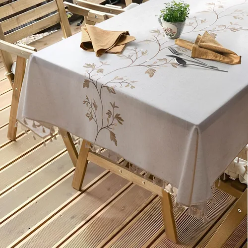 Vista 6 de ColorBird Mantel de Mesa Cuadrado de 55 x 55 pulgadas, Mantel de Cocina de Algodón y Lino, Sin Arrugas Mantel de Granja Cubiertas de Mesa de Café