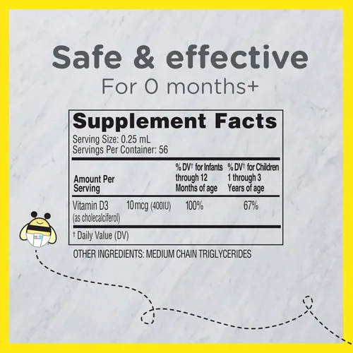 Vista 5 de Zarbee's Naturals para bebé, 531, suplemento de vitamina D Vitamin D Supplement), 1, 1