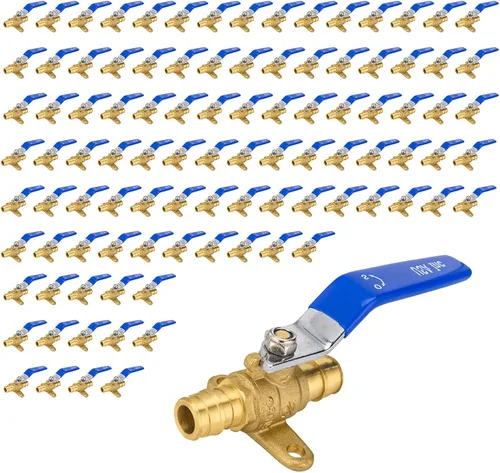 Vista 8 de Válvula de bola azul, válvula de cierre Pex A de 1/2 pulgada con oreja, válvula de bola de cierre Pex de puerto completo de latón para agua, aire