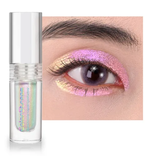 Vista 30 de CHARMACY Sombra de ojos líquida duocroma, aspecto metálico, juego de sombras de ojos con purpurina de larga duración, pigmentos metálicos, secado