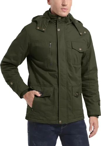 Vista 2 de MAGCOMSEN Men's Winter Coat Military Jacket Fleece Lined Parka Cotton Cargo Jacket