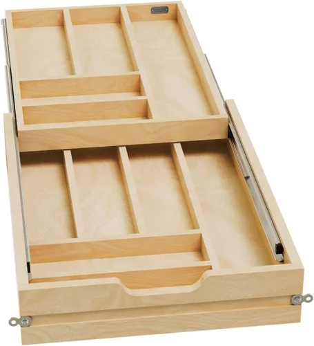 Vista 8 de REV-A-Shelf Sistema de cajones de repuesto de dos niveles con base de madera (sin toboganes)