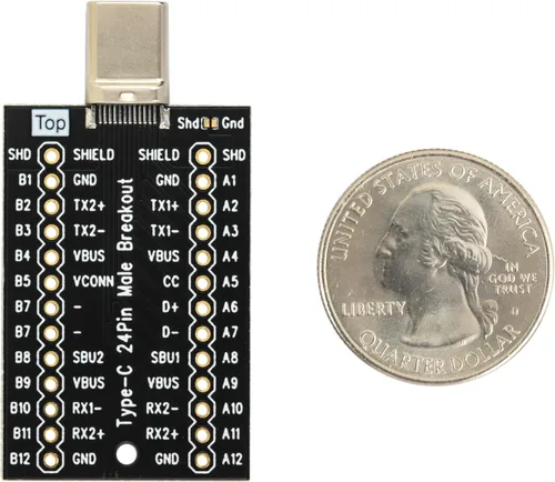 Vista 5 de USB Tipo-C Breakout Board Conector Macho 24 Pines Full Pins Salida Chapado En Oro PCB USB C Puerto Reemplazo