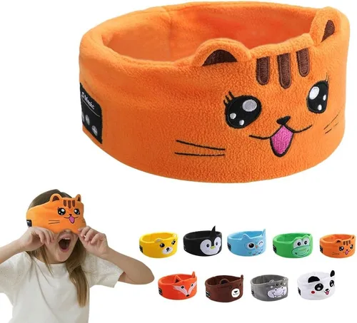 Vista 10 de Auriculares Inalámbricos para Niños, Auriculares Sobre la Oreja para Niños y Pequeños, con Altavoces Delgados y Diadema de Felpa Super Suave (Oso)