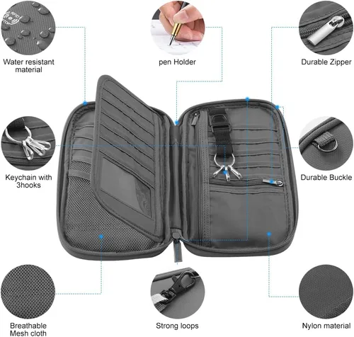 Vista 5 de Soporte para pasaporte de viaje RFID para la familia, soporte grande impermeable para pasaporte de viaje para hombres y mujeres, organizador