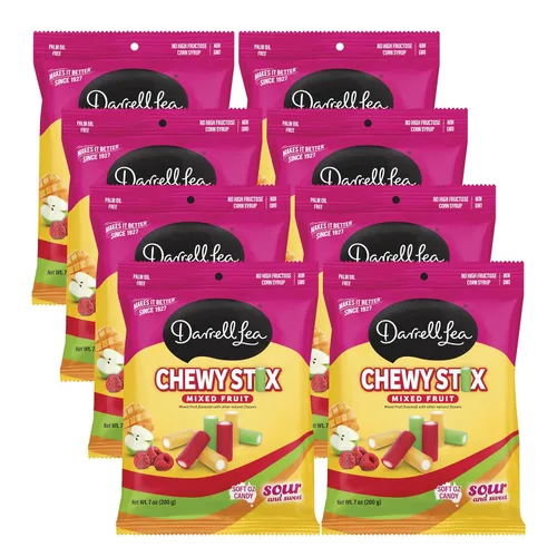 Vista 7 de Darrell Lea Fabulicious Sour Candy Stix, suave y picante, sin sabores artificiales, sin aceite de palma, fabricado en Australia, para compartir