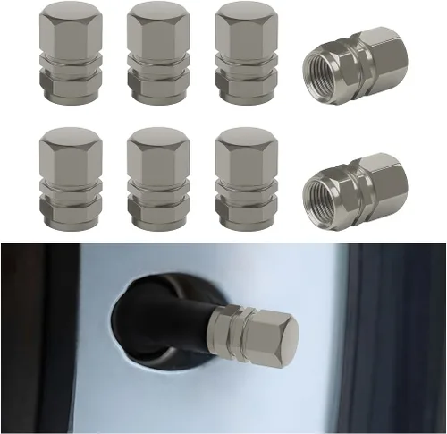 Vista 15 de Osilly Tapones de válvula de vástago de neumático de automóvil, 4 piezas de cubiertas de vástago de válvula de aleación de aluminio, resistentes a