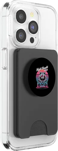 Vista 4 de Night Bandit Vibes Retro Raccoon Boombox Party PopSockets PopWallet for MagSafe
