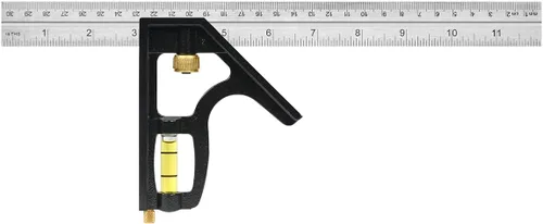 Vista 2 de Johnson Level & Tool 400EM-S Cuadrado combinado de metal métrico/profesional resistente, 12 pulgadas, plateado, 1 cuadrado (paquete de 5)