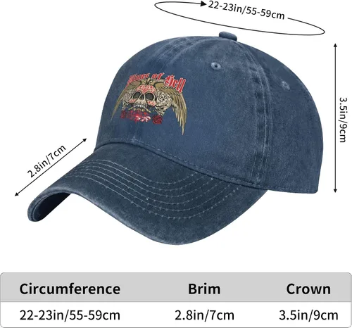 Vista 8 de Cowboy Hat Trendy Hats for Man and Women Djustable Four Season Outdoor Baseball Cap of Hell Skull with Angel Navy Blue
