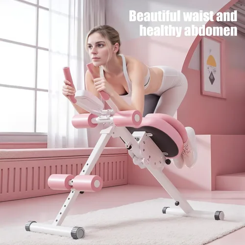 Vista 10 de Máquina de abdominales, equipo de entrenamiento abdominal, máquina de entrenamiento abdominal ajustable de 5 niveles con pantalla LCD, equipo de Rosa