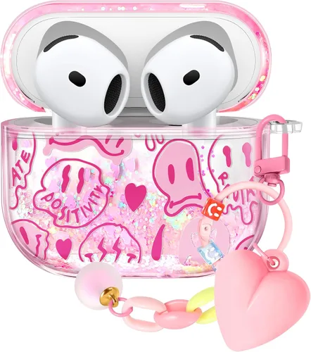 Vista 40 de Funda para Apple para Airpods 4 Case 2024 - Arena Movediza Líquida Arte Artístico Estético Funda Mujer Chica Mujeres Brillante Brillo Purpurina