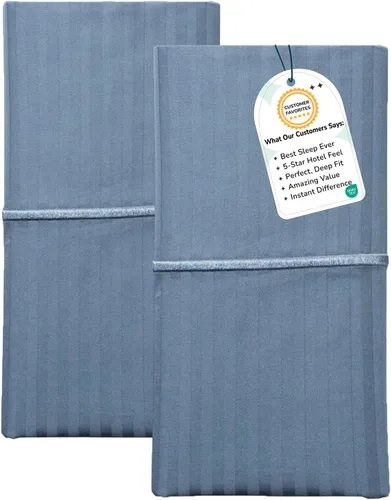 Vista 14 de Feather & Stitch - Juego de 2 fundas de almohada estándar de 100 % algodón, 500 hilos, fundas de almohada suaves con cierre tipo sobre, suaves