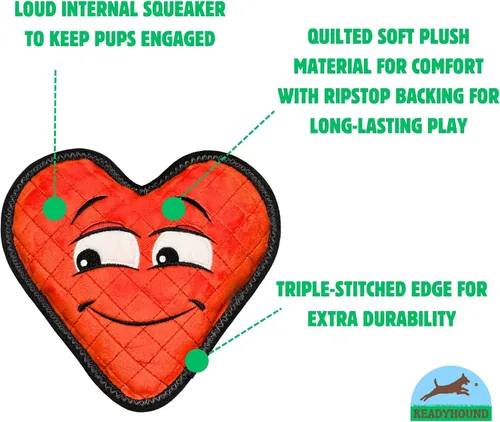 Vista 2 de Juguete chirriante de corazón duradero para perros masticadores agresivos, juguete masticable resistente y agresivo para perros, juguete masticable