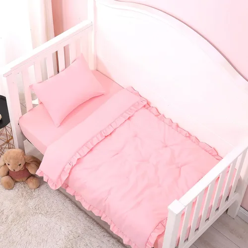 Vista 9 de JISEN Juego de cama de cuna de 3 piezas para bebés, niños y niñas, color Oso