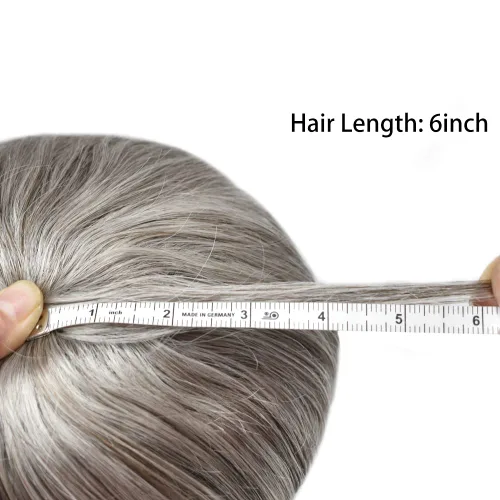 Vista 55 de Toupee para hombre 100% cabello humano real tupé para hombres 0.004 in piel de poliuretano para hombre, sistema de reemplazo de piezas de pelo