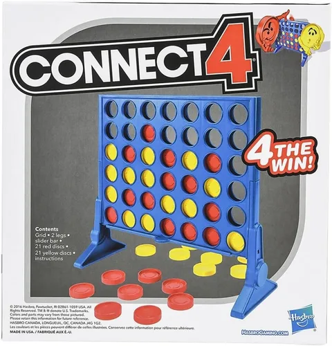 Vista 2 de Connect 4 Hasbro Gaming Classic Grid, juego 4 en fila, juegos de mesa de estrategia para niños, 2 jugadores para familia y niños, regalos de Pascua
